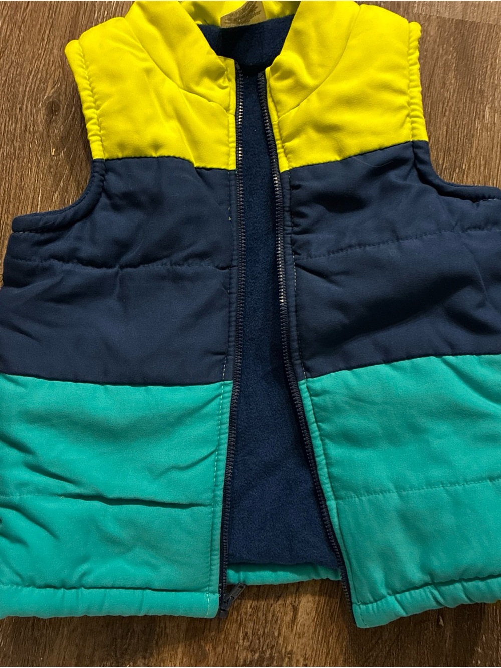 Wonderkids Yellow, Navy & Teal Colorblock Puffer Vest